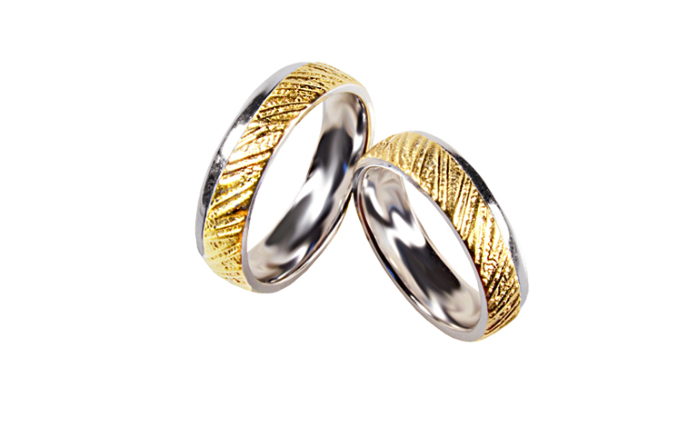 05309+05310-wedding rings, yellow and white gold 750